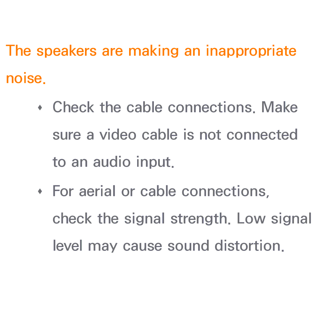 Samsung UE55ES8000SXXH, UE40ES8090SXZG, UE40ES8000SXTK, UE46ES8000SXXN manual Speakers are making an inappropriate noise 