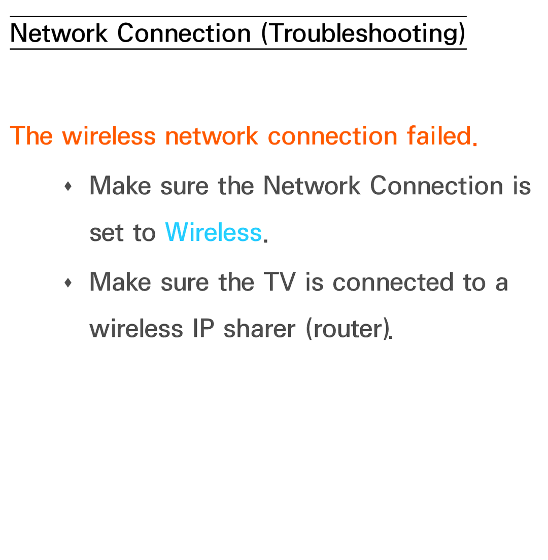 Samsung UE46ES8080UXZG, UE40ES8090SXZG, UE40ES8000SXTK, UE46ES8000SXXN, UE46ES8000SXXC Wireless network connection failed 