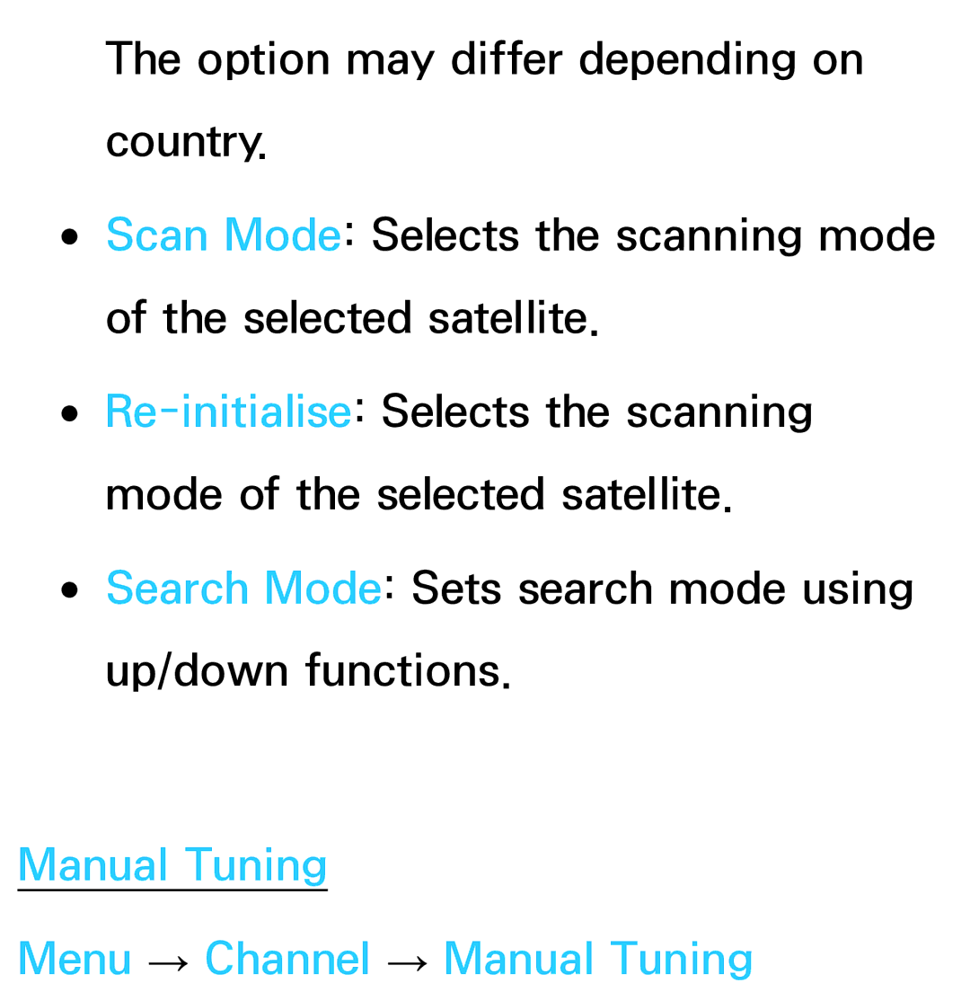 Samsung UE55ES7005UXXE, UE40ES8090SXZG, UE40ES8000SXTK, UE46ES8000SXXN manual Manual Tuning Menu → Channel → Manual Tuning 