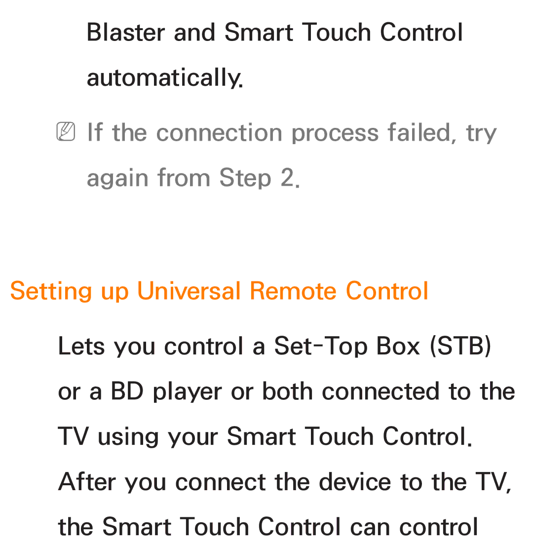 Samsung UE65ES8000UXXU manual NNIf the connection process failed, try again from Step, Setting up Universal Remote Control 