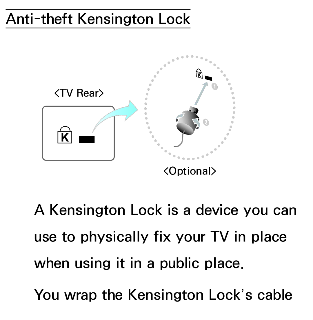 Samsung UE40ES7000SXXC, UE40ES8090SXZG, UE40ES8000SXTK, UE46ES8000SXXN, UE46ES8000SXXC manual Anti-theft Kensington Lock 