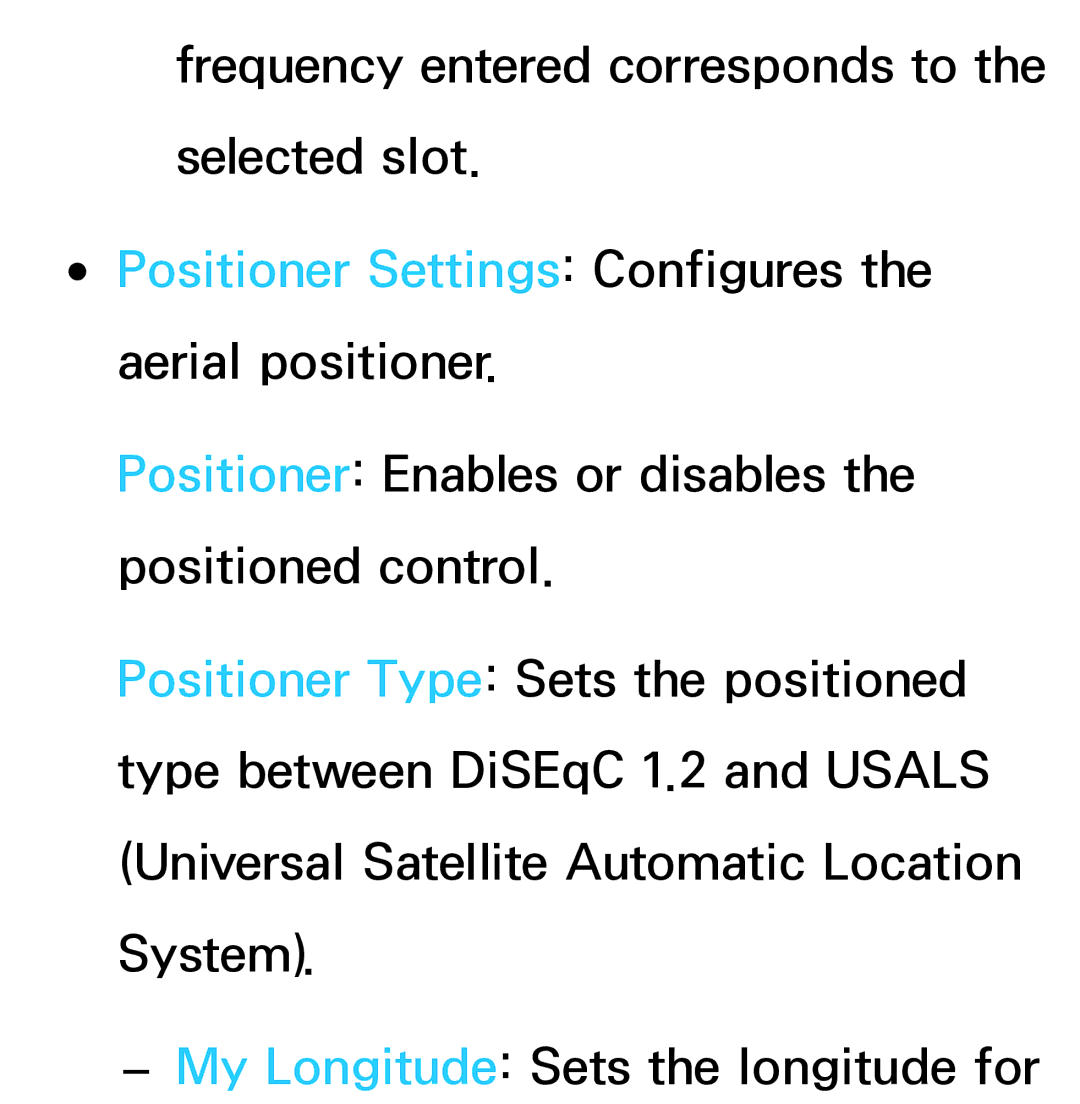 Samsung UE55ES8000SXRU, UE40ES8090SXZG, UE40ES8000SXTK, UE46ES8000SXXN, UE46ES8000SXXC manual Positioner Settings Configures 