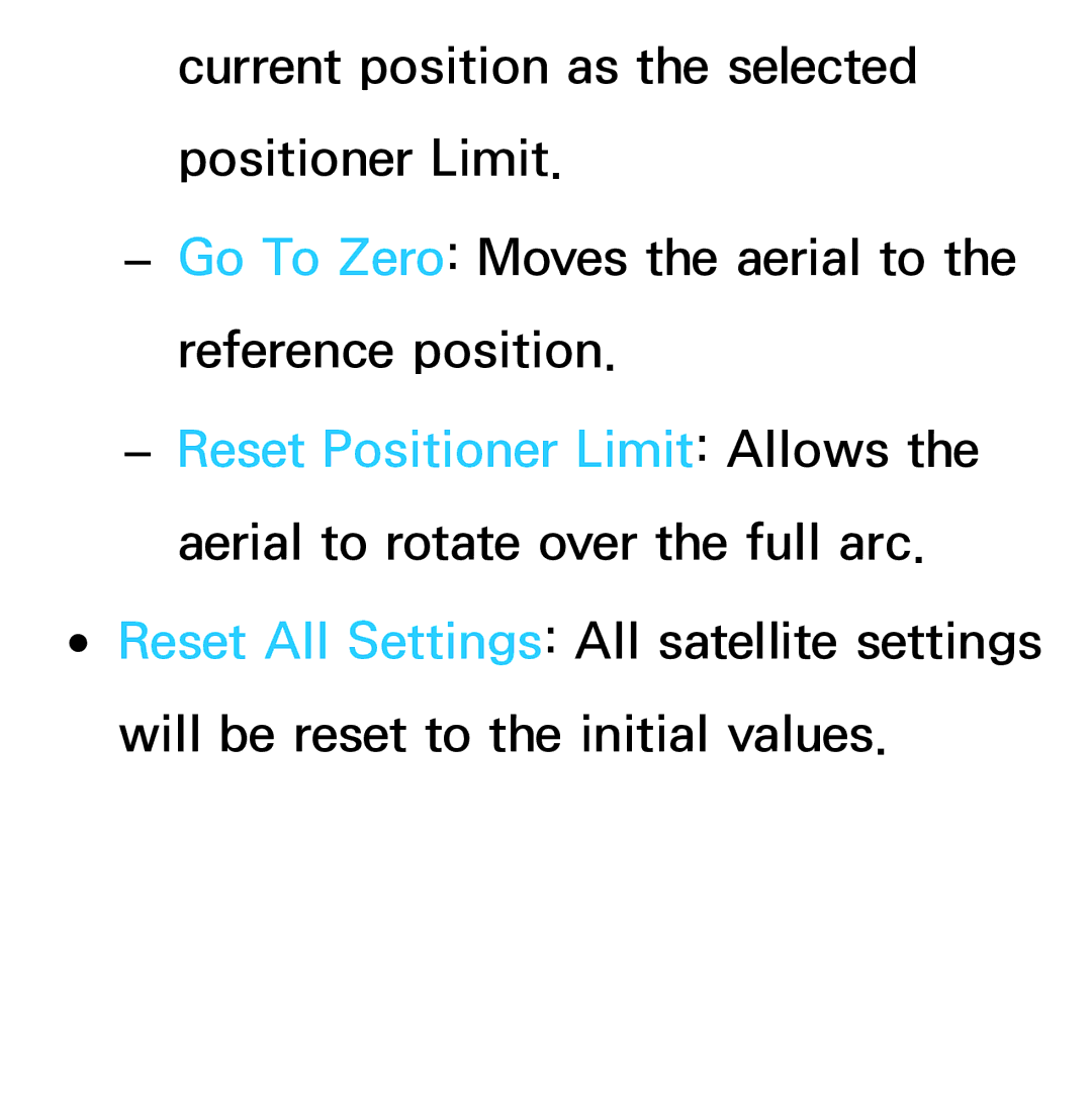 Samsung UA46ES8000MXSQ, UE40ES8090SXZG, UE40ES8000SXTK, UE46ES8000SXXN, UE46ES8000SXXC manual Reset Positioner Limit Allows 