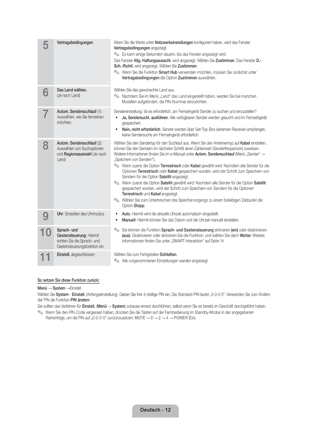 Samsung UE55ES8090SXZG manual Vertragsbedingungen Das Land wählen Je nach Land, Möchten, Und Regionsauswahl Je nach Land 