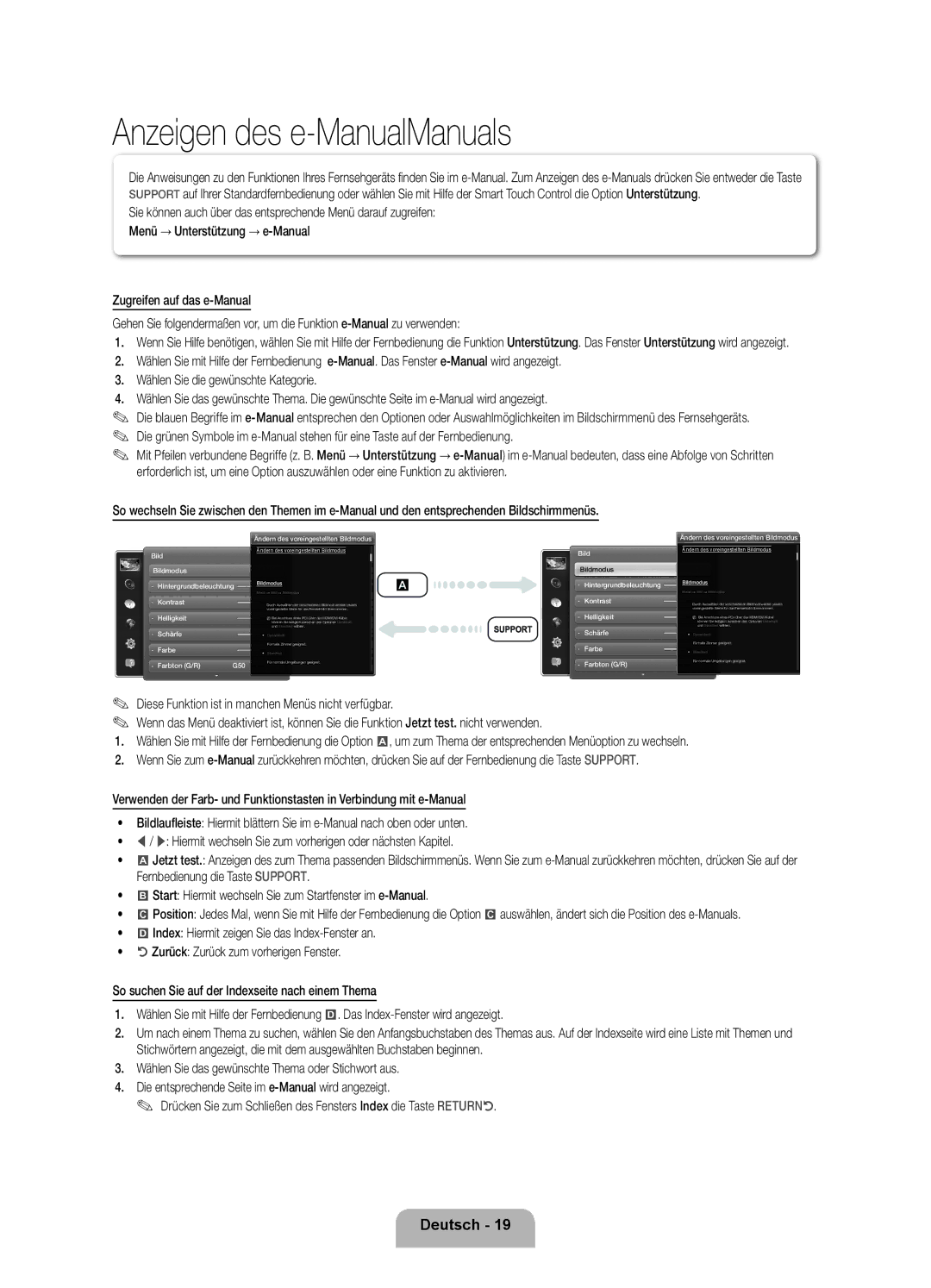 Samsung UE40ES8090SXZG, UE46ES8090SXZG, UE55ES8090SXZG manual Anzeigen des e-ManualManuals 