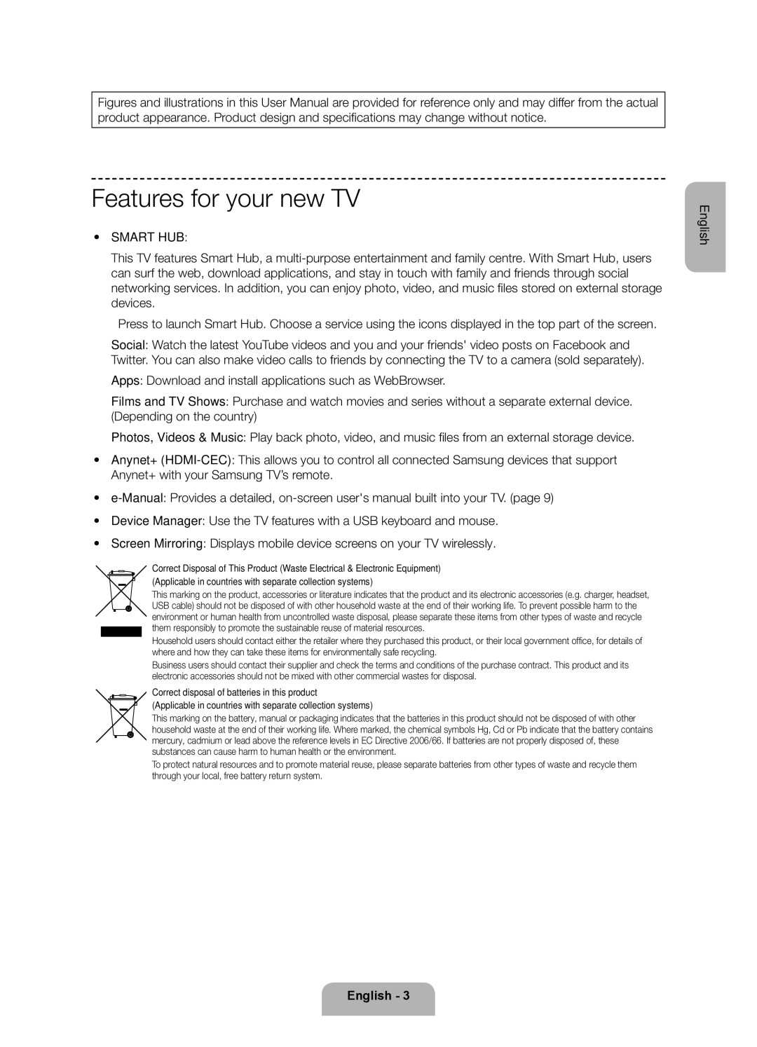 Samsung UE50F6200AKXRU, UE40F6200AKXRU, UE46F6200AKXRU, UE32F6200AKXRU manual Features for your new TV, Smart HUB 