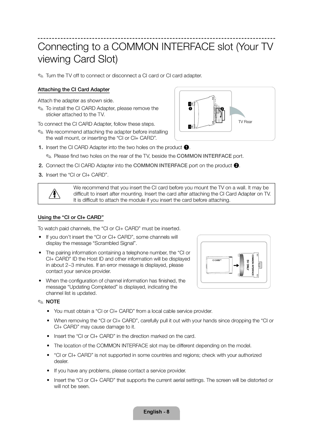 Samsung UE40F6200AKXRU, UE46F6200AKXRU, UE32F6200AKXRU, UE50F6200AKXRU manual TV Rear 