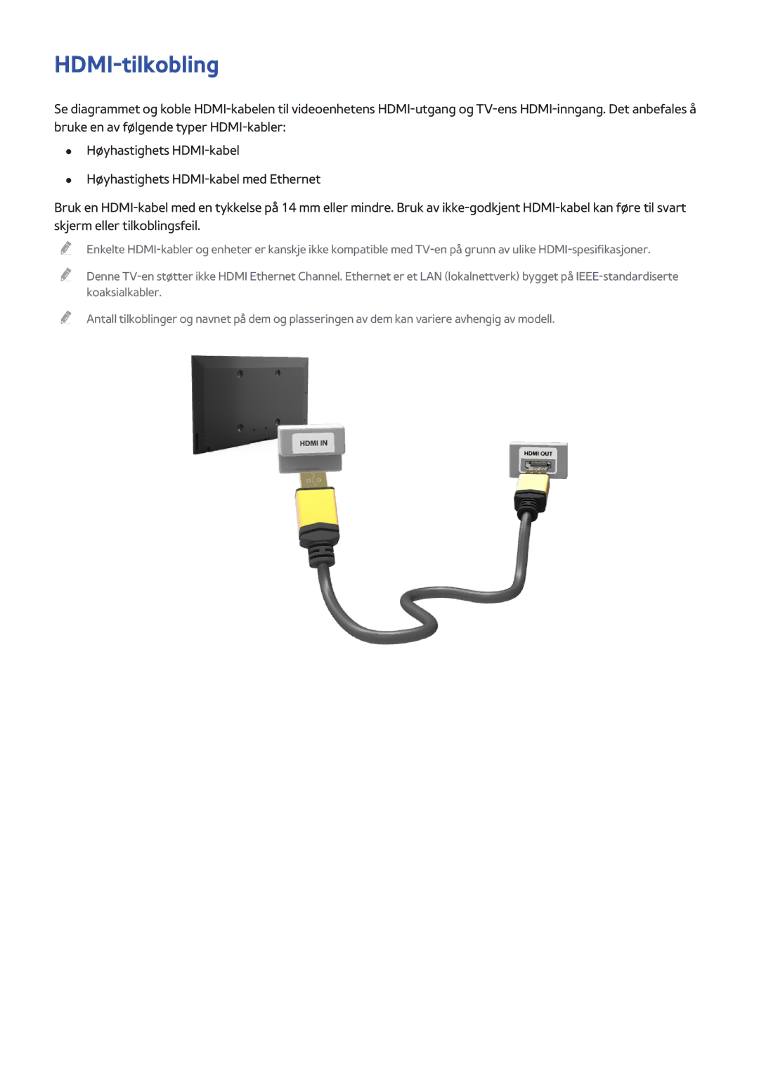 Samsung UE55F8005STXXE, UE40F7005STXXE, UE40F8005STXXE, UE55F9005STXXE, UE75F8005STXXE, UE85S9STXXE manual HDMI-tilkobling 