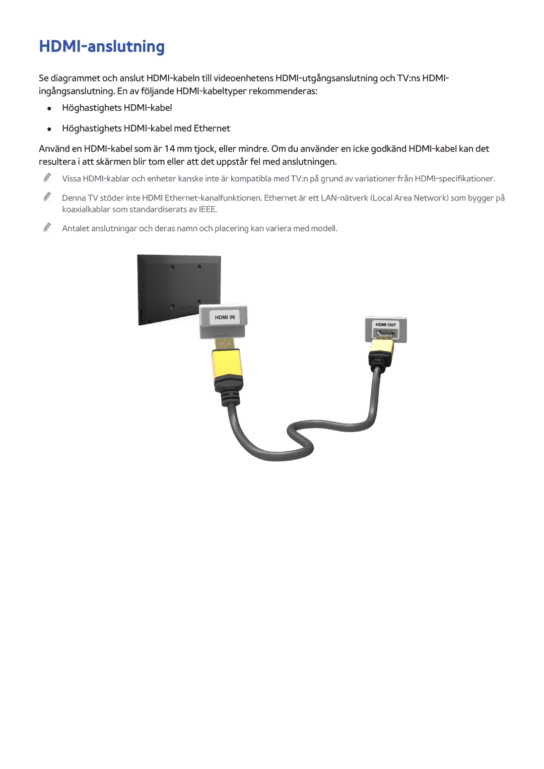 Samsung UE55F8005STXXE, UE40F7005STXXE, UE40F8005STXXE, UE55F9005STXXE, UE75F8005STXXE, UE85S9STXXE manual HDMI-anslutning 