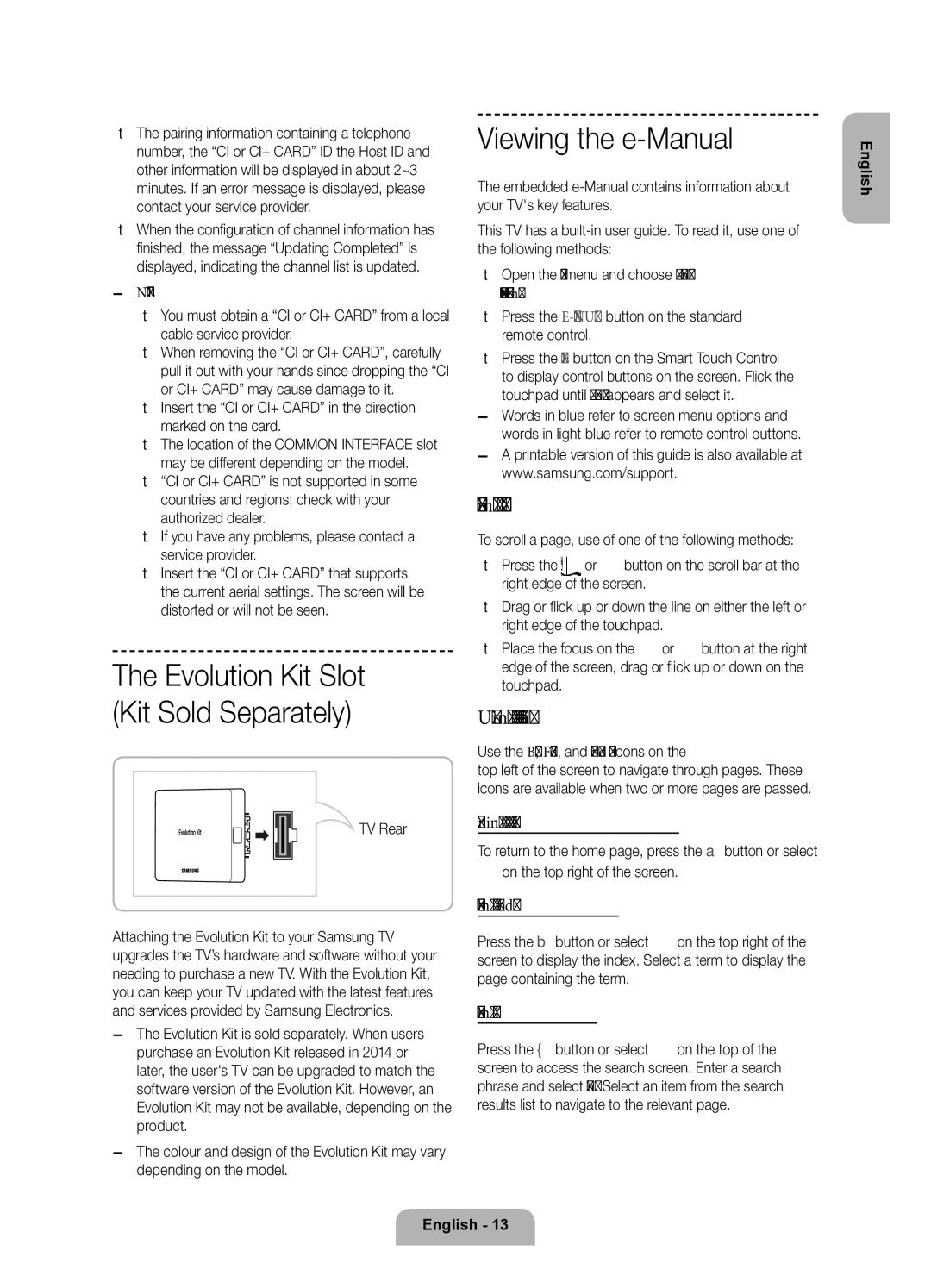 Samsung UE55F7090SLXZG, UE40F7090SLXZG, UE60F7090SLXZG manual Viewing the e-Manual, Scrolling a, Using the Top Icons 