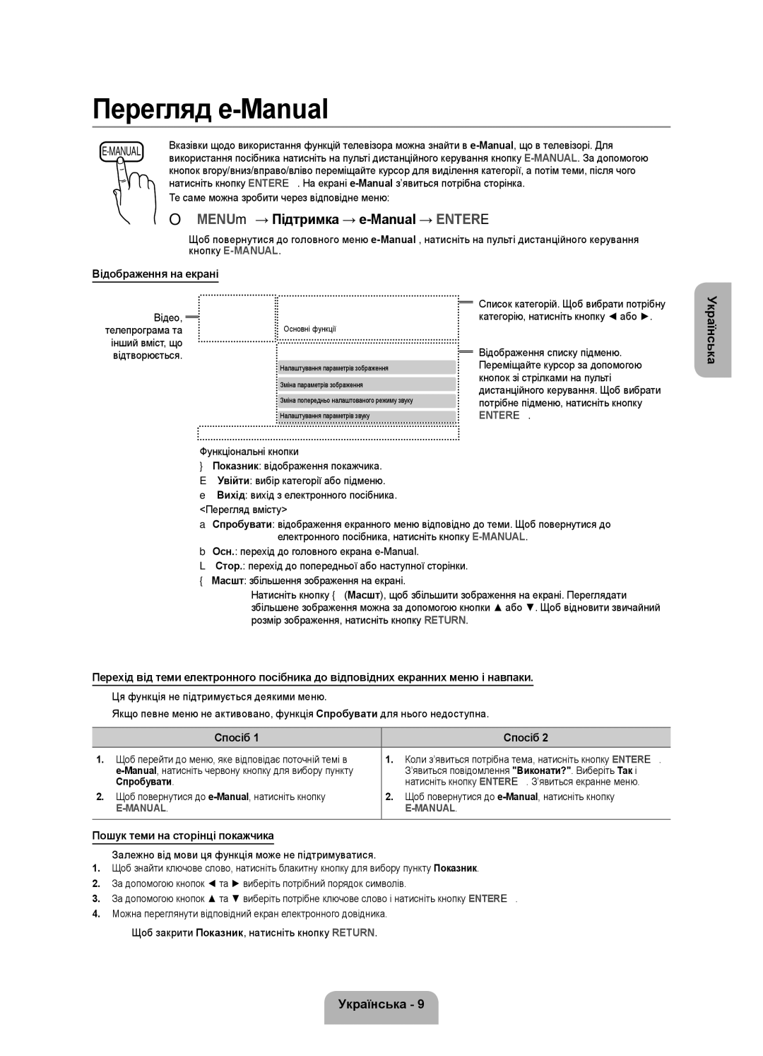 Samsung UE40FH5007KXRU manual Відображення на екрані, Спосіб, Пошук теми на сторінці покажчика, Спробувати 