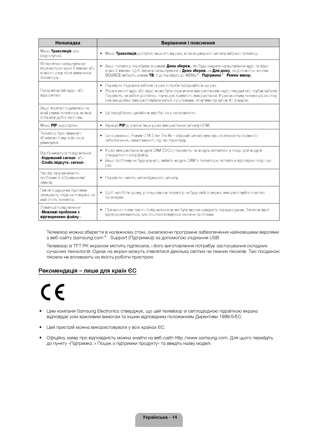 Samsung UE40H4200AKXRU, UE40H4200AKXMS, UE48H4200AKXMS, UE48H4200AKXRU, UE40H4200AKXUZ manual Рекомендація лише для країн ЄС 