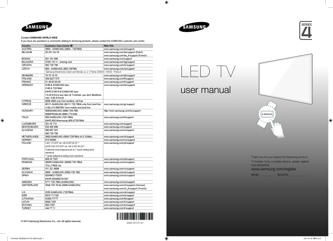 Samsung UE40H4200AWXTK, UE40H4200AWXXC, UE40H4200AWXZG manual 20 €/Anruf aus dem dt. Festnetz, aus dem Mobilfunk 