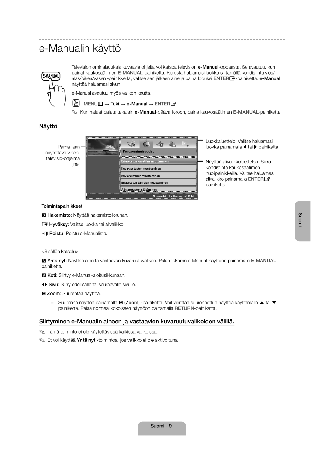 Samsung UE40H4205AWXXE manual Manualin käyttö, Näyttö 