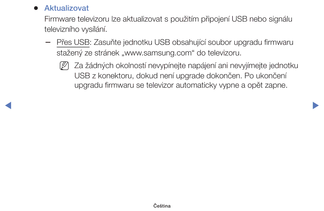 Samsung UE48H5000AKXZT, UE40H5000AWXXH, UE32H4000AWXZG, UE48H5000AWXXH, UE22H5000AWXZG, UE22H5000AWXXH manual Aktualizovat 