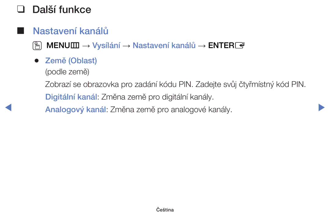 Samsung UE24H4003AWXZF, UE40H5000AWXXH, UE32H4000AWXZG, UE48H5000AWXXH, UE22H5000AWXZG manual Další funkce, Nastavení kanálů 