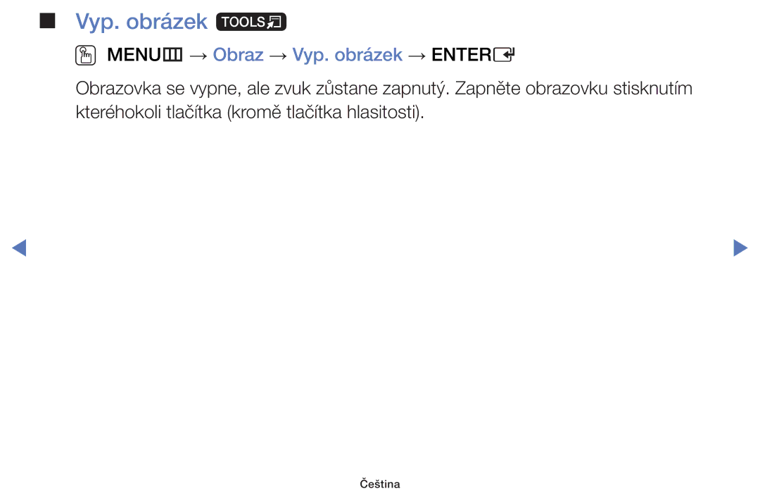 Samsung UE48H5000AWXBT, UE40H5000AWXXH, UE32H4000AWXZG manual Vyp. obrázek t, OO MENUm → Obraz → Vyp. obrázek → Entere 