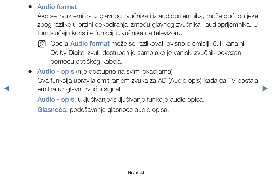 Samsung UE40H5000AWXXH, UE32J4100AWXXH, UE28J4100AWXXH, UE48H5000AWXXH, UE50J5100AWXXH, UE22H5000AWXXH manual Audio format 