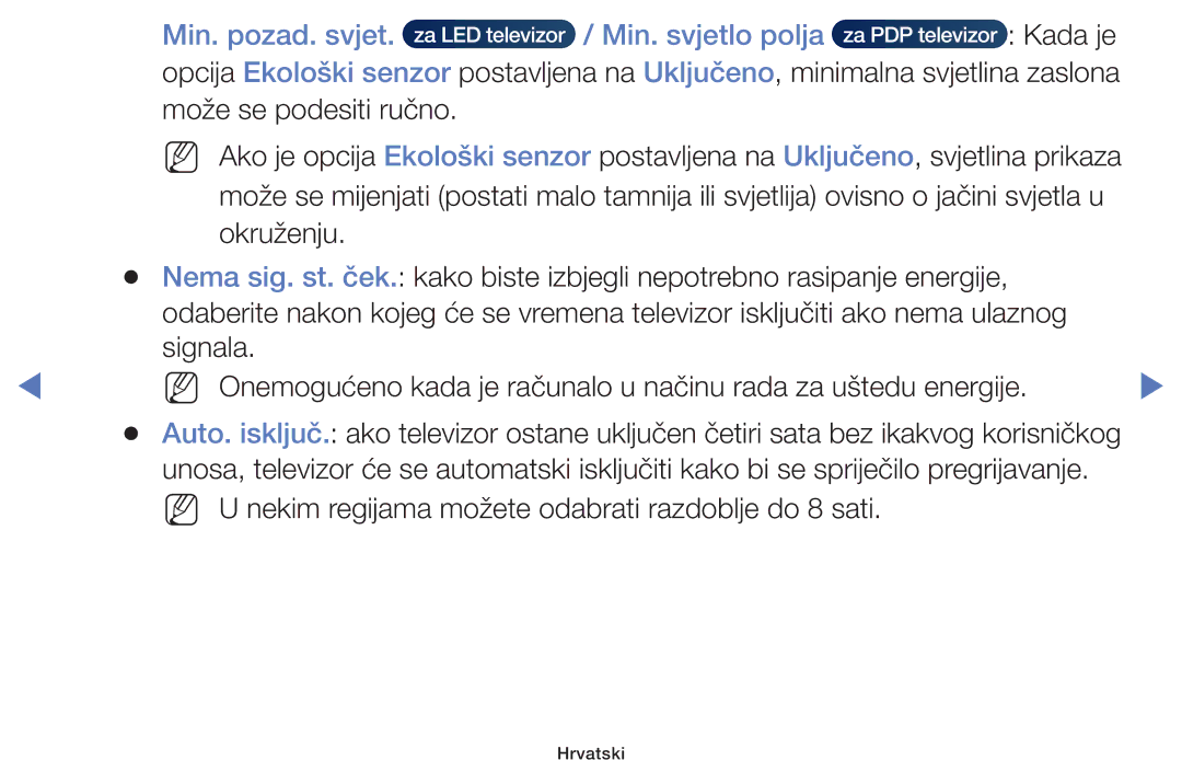 Samsung UE40H5003AKXXH, UE40H5000AWXXH, UE32J4100AWXXH, UE28J4100AWXXH manual Min. pozad. svjet Min. svjetlo polja, Kada je 