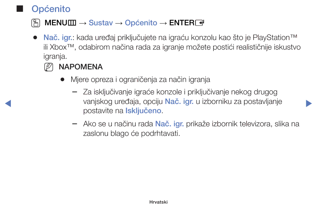 Samsung UE40H5030AWXXH, UE40H5000AWXXH, UE32J4100AWXXH, UE28J4100AWXXH manual OO MENUm → Sustav → Općenito → Entere 