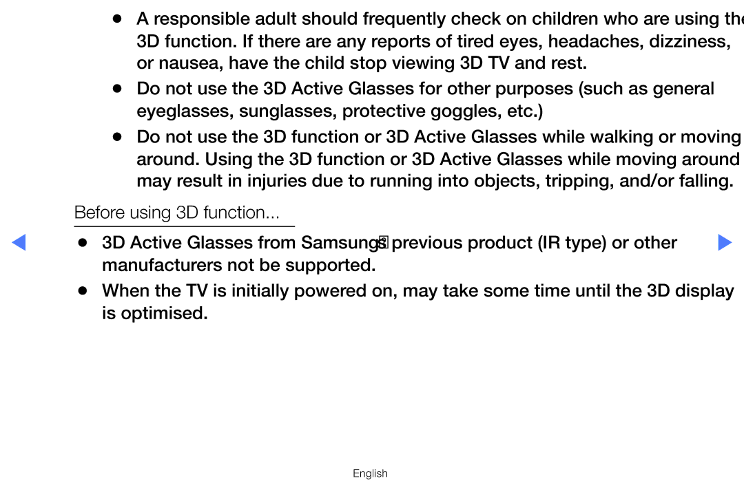 Samsung UE28J4100AWXXH, UE40H5000AWXXH, UE32J4100AWXXH, UE32H4000AWXZG, UE48H5000AWXXH manual Before using 3D function 