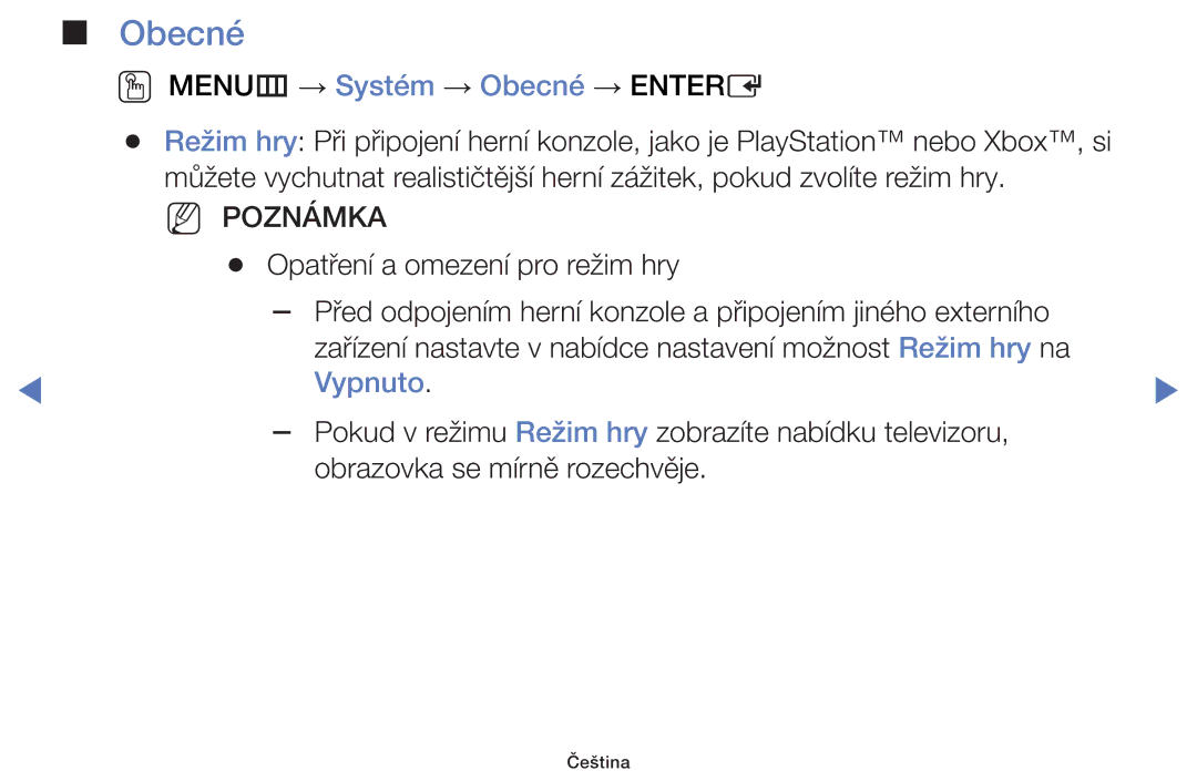 Samsung UE48J5100AWXBT, UE40H5000AWXXH, UE40H5070ASXZG, UE40H5003AWXZG manual OO MENUm → Systém → Obecné → Entere 