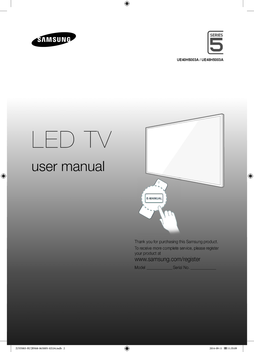 Samsung UE40H5003AKXRU, UE40H5003AKXUZ, UE48H5003AKXRU, UE48H5003AKXUZ, UE48H5003AKXMS, UE40H5003AKXMS manual Led Tv 