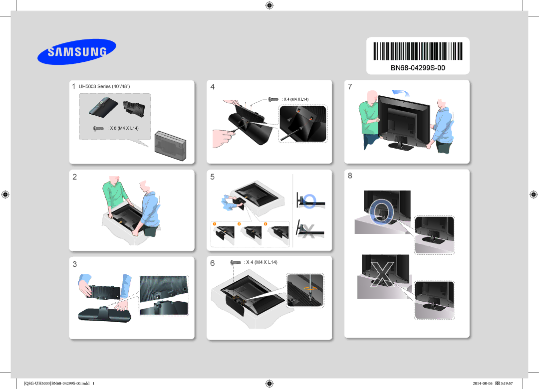 Samsung UE40H5003AKXRU, UE40H5003AKXUZ, UE48H5003AKXRU, UE48H5003AKXUZ manual BN68-04299S-00, UH5003 Series 40/48 