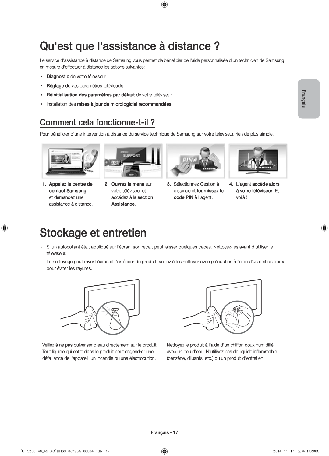 Samsung UE48H5203AWXXC manual Quest que lassistance à distance ?, Stockage et entretien, Comment cela fonctionne-t-il ? 