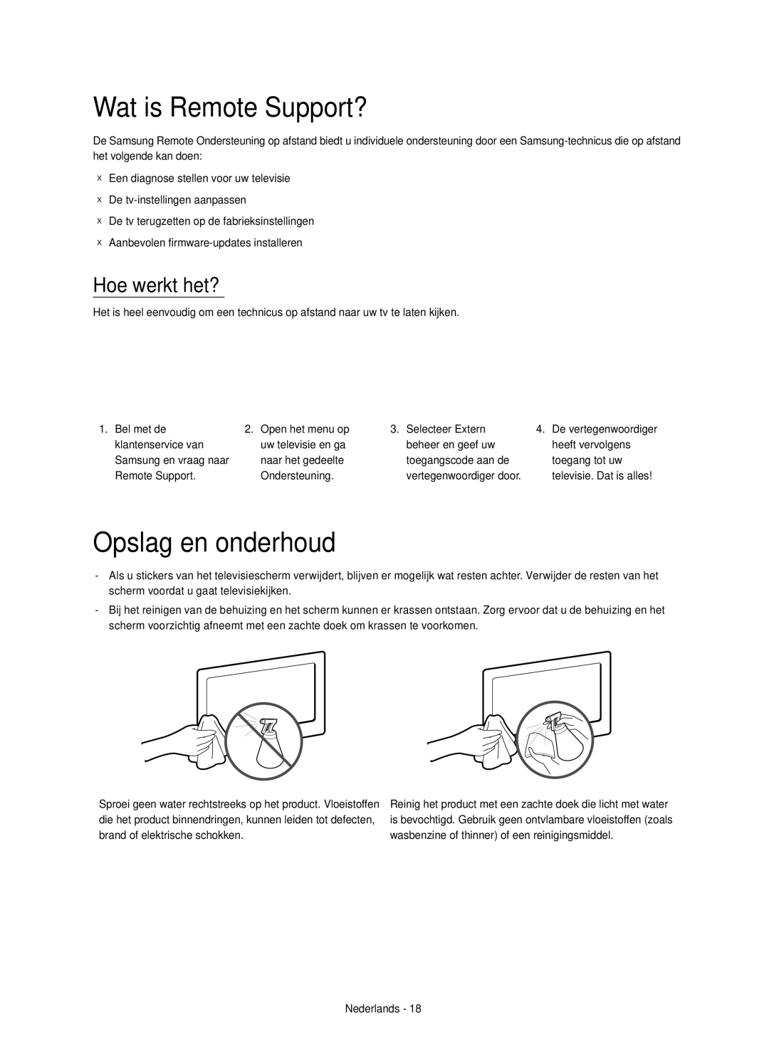 Samsung UE40H5500AWXZF, UE48H5510SSXZF, UE50H5500AWXZF manual Wat is Remote Support?, Opslag en onderhoud, Hoe werkt het? 