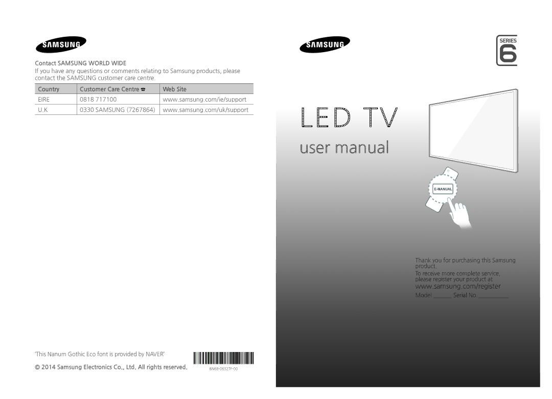 Samsung UE65H6470SSXZG, UE75H6470SSXZG, UE22H5610AWXXH, UE32H6470SSXZG, UE32H6200AWXXH, UE32H5570SSXZG manual Manual 