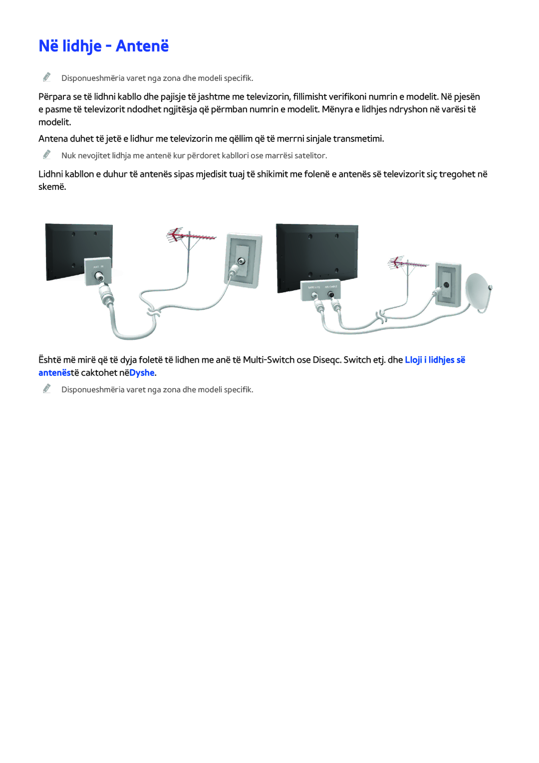 Samsung UE46H6203AWXXH, UE40H6203AWXXH, UE32H5303AWXXH, UE40H5303AWXXH, UE46H5303AWXXH, UE48H5003AWXXH manual Në lidhje Antenë 