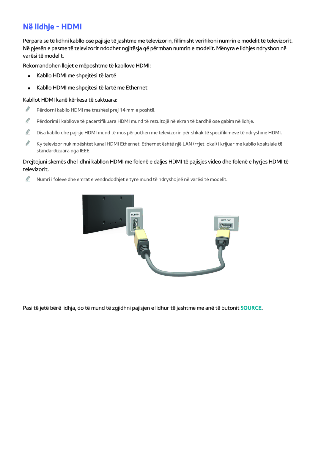 Samsung UE40H5203AKXXH, UE40H6203AWXXH, UE32H5303AWXXH, UE40H5303AWXXH, UE46H5303AWXXH, UE48H5003AWXXH manual Në lidhje Hdmi 