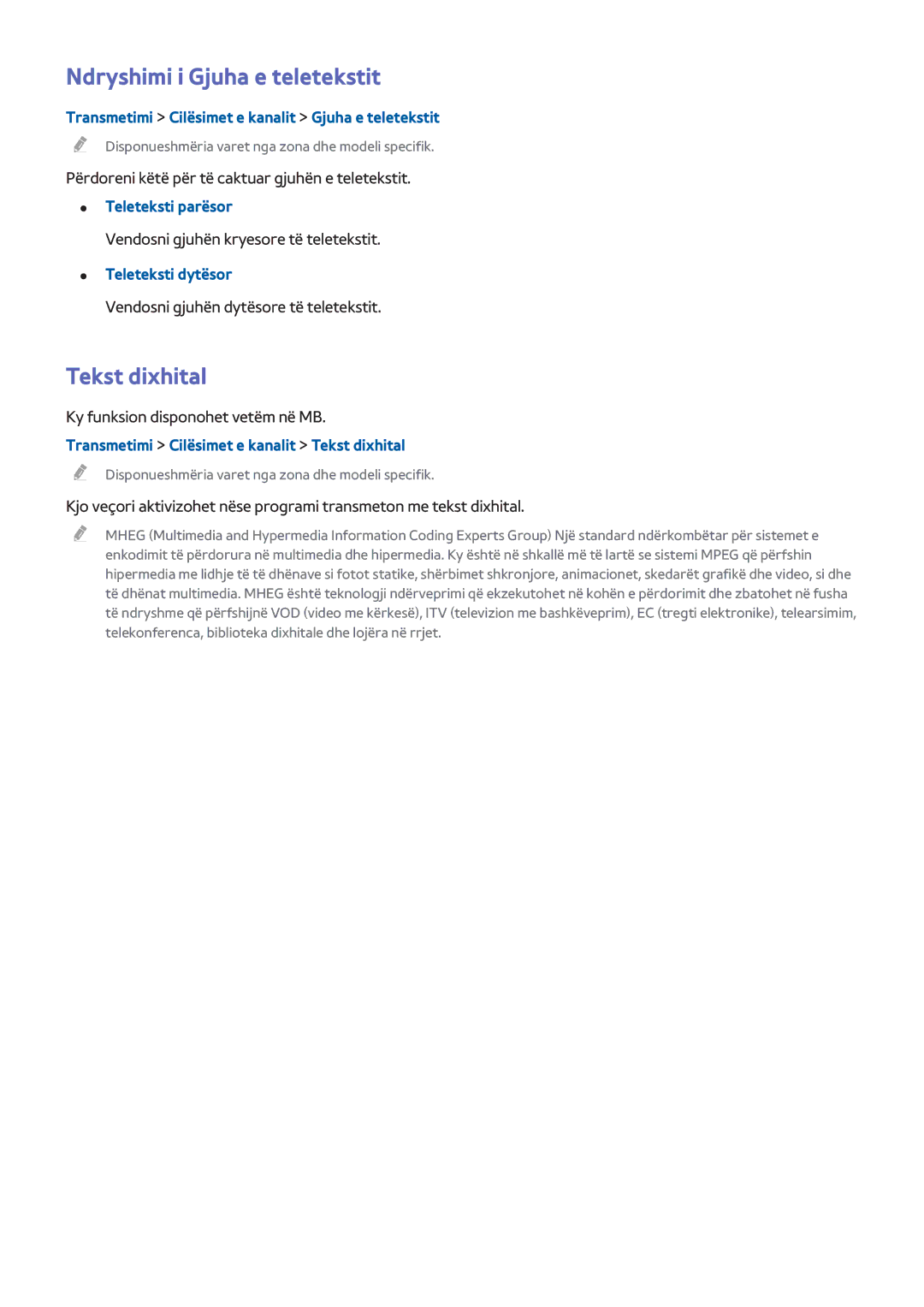 Samsung UE48H5203AWXXH, UE40H6203AWXXH, UE32H5303AWXXH, UE40H5303AWXXH manual Ndryshimi i Gjuha e teletekstit, Tekst dixhital 