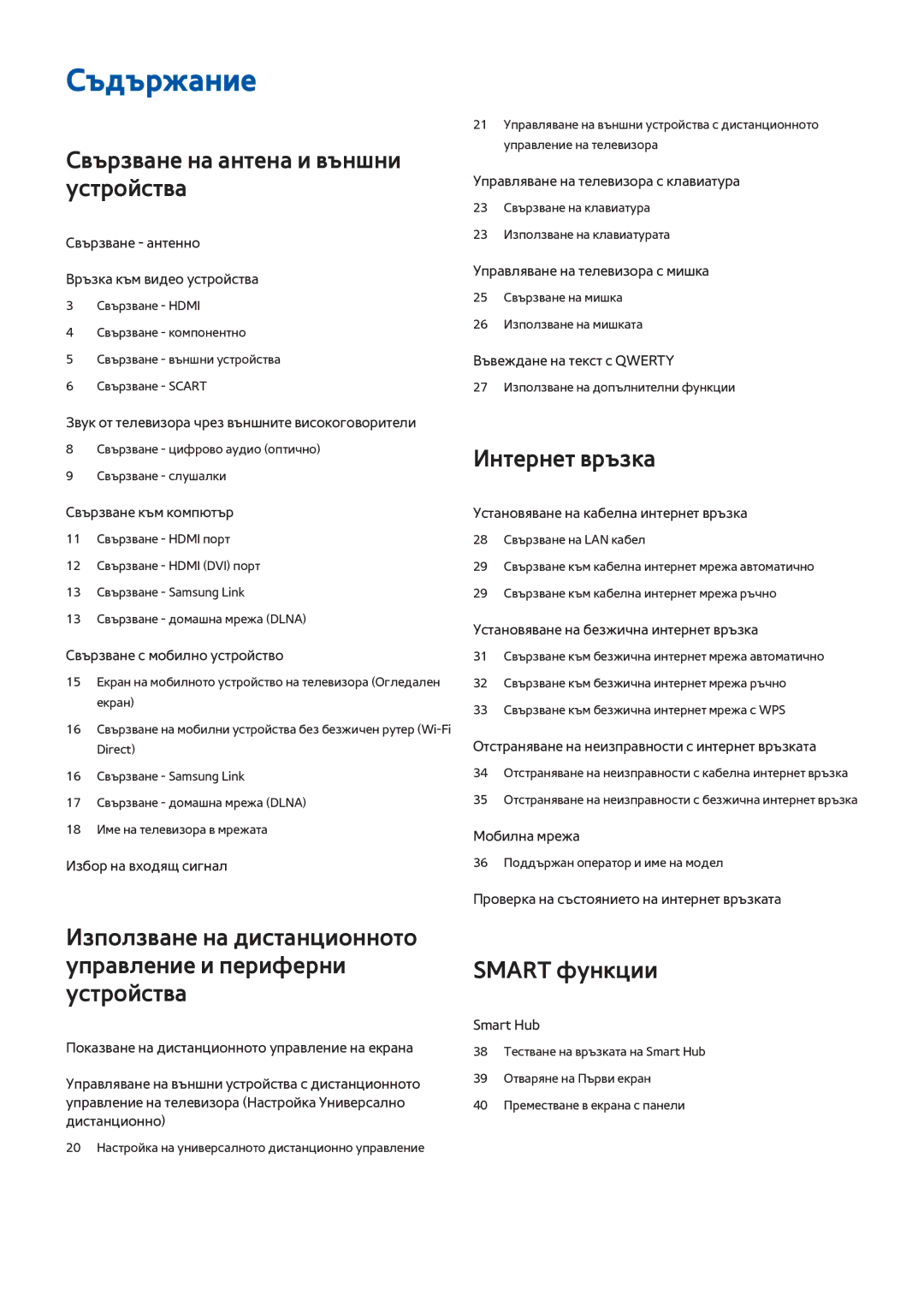 Samsung UE48H5003AWXXH, UE40H6203AWXXH, UE32H5303AWXXH manual Съдържание 