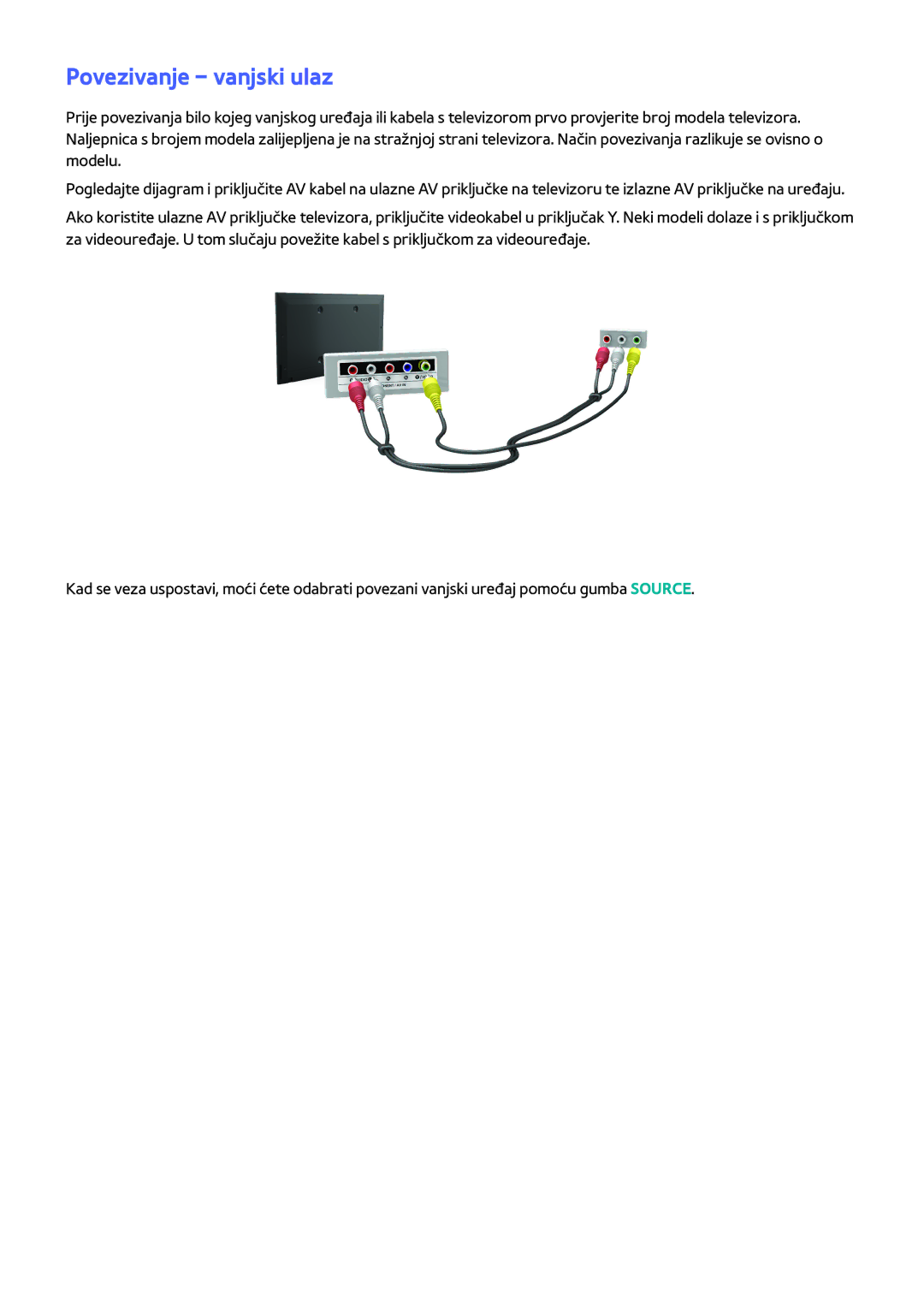 Samsung UE40H5303AWXXH, UE40H6203AWXXH, UE46H5303AWXXH, UE48H5003AWXXH, UE58H5203AWXXH manual Povezivanje vanjski ulaz 