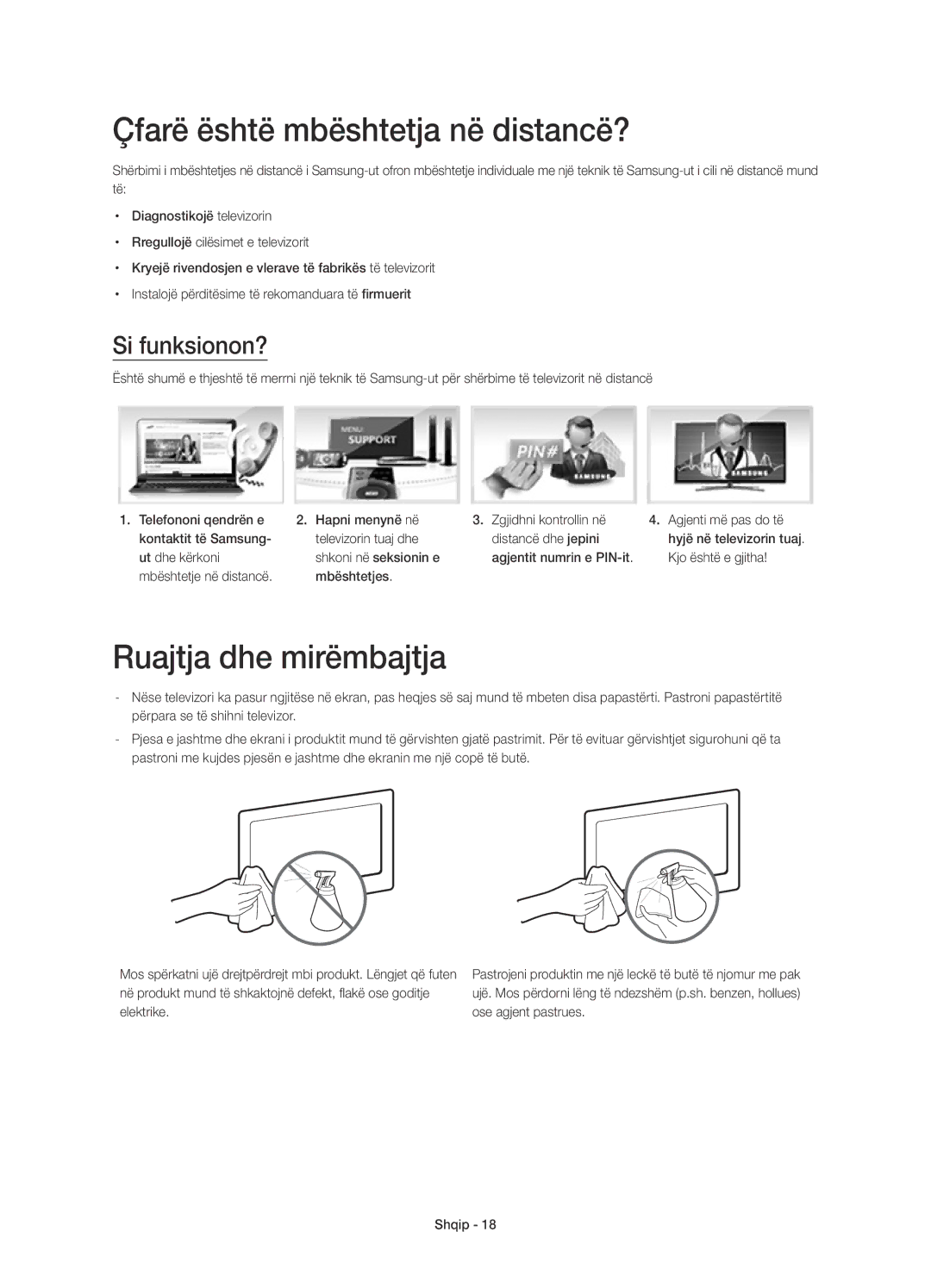 Samsung UE55H6203AWXXC, UE40H6203AWXXH manual Çfarë është mbështetja në distancë?, Ruajtja dhe mirëmbajtja, Si funksionon? 