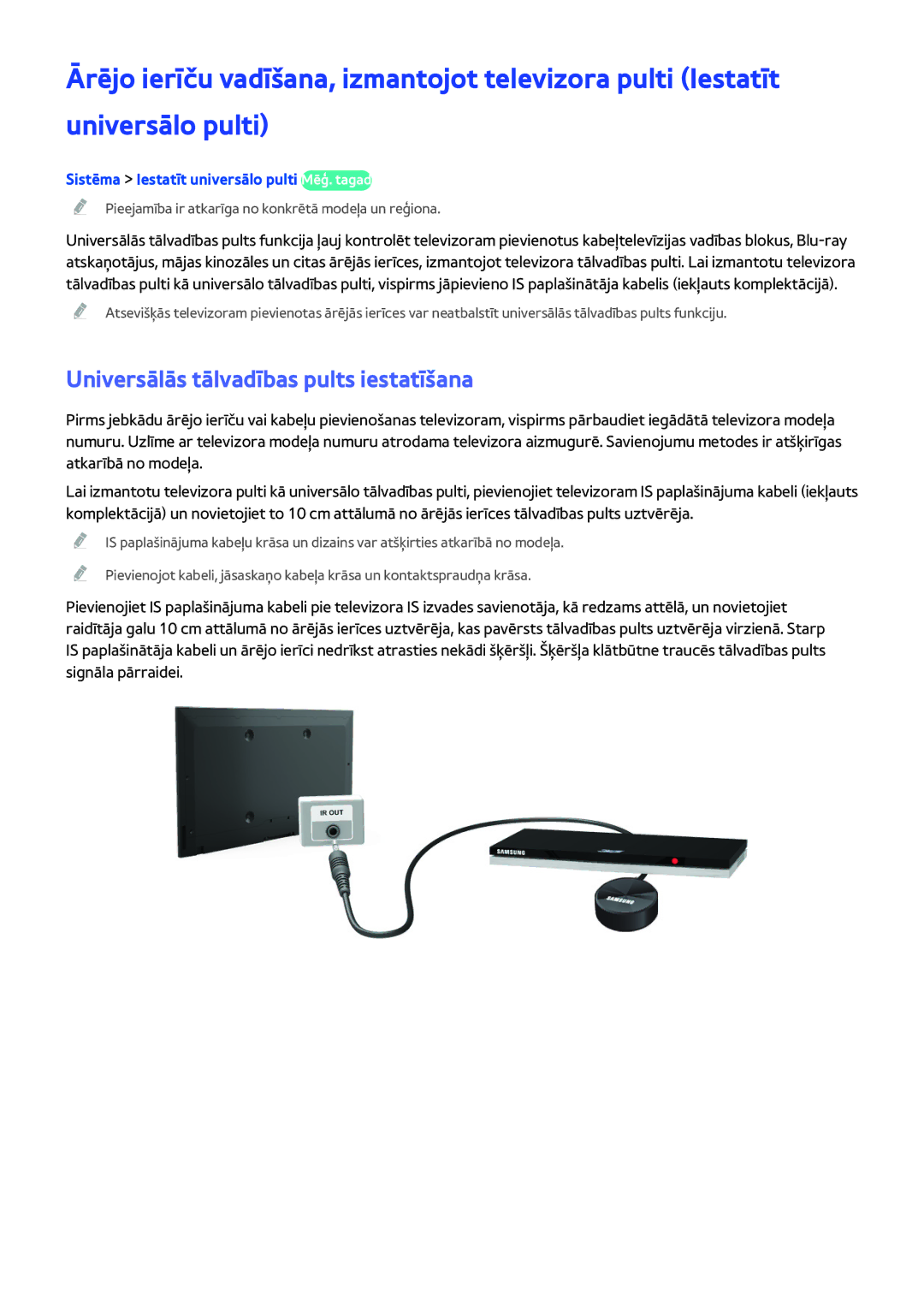 Samsung UE55H6273SSXZG manual Universālās tālvadības pults iestatīšana, Sistēma Iestatīt universālo pulti Mēģ. tagad 