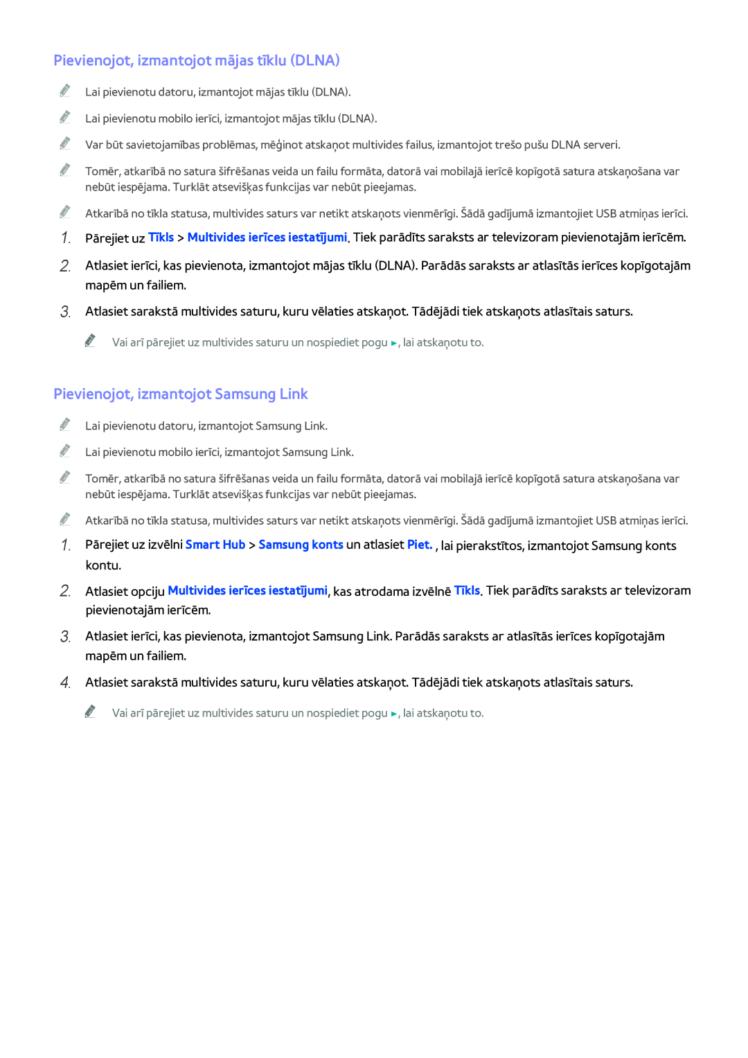 Samsung UE40H5303AWXXH, UE40H6203AWXXH manual Pievienojot, izmantojot mājas tīklu Dlna, Pievienojot, izmantojot Samsung Link 