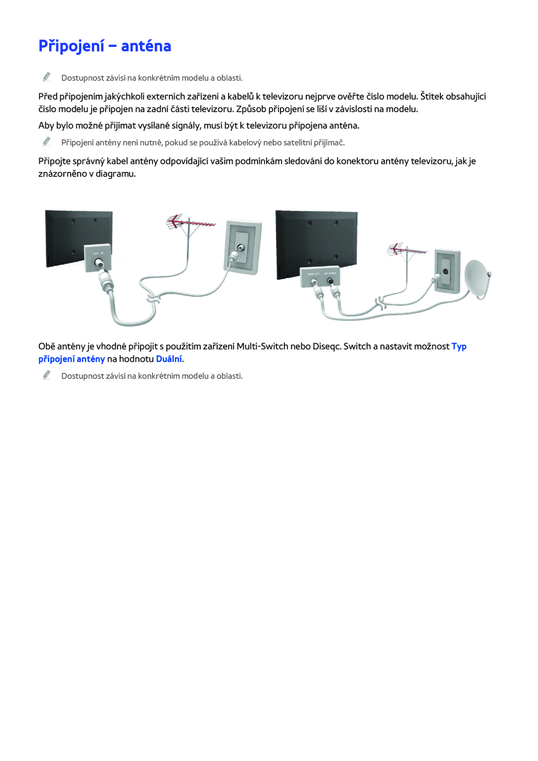 Samsung UE48H4273SSXZG, UE40H6203AWXXH, UE55H6273SSXZG, UE58J5200AWXXH, UE46H5373SSXZG, UE40H5273SSXZG manual Připojení anténa 