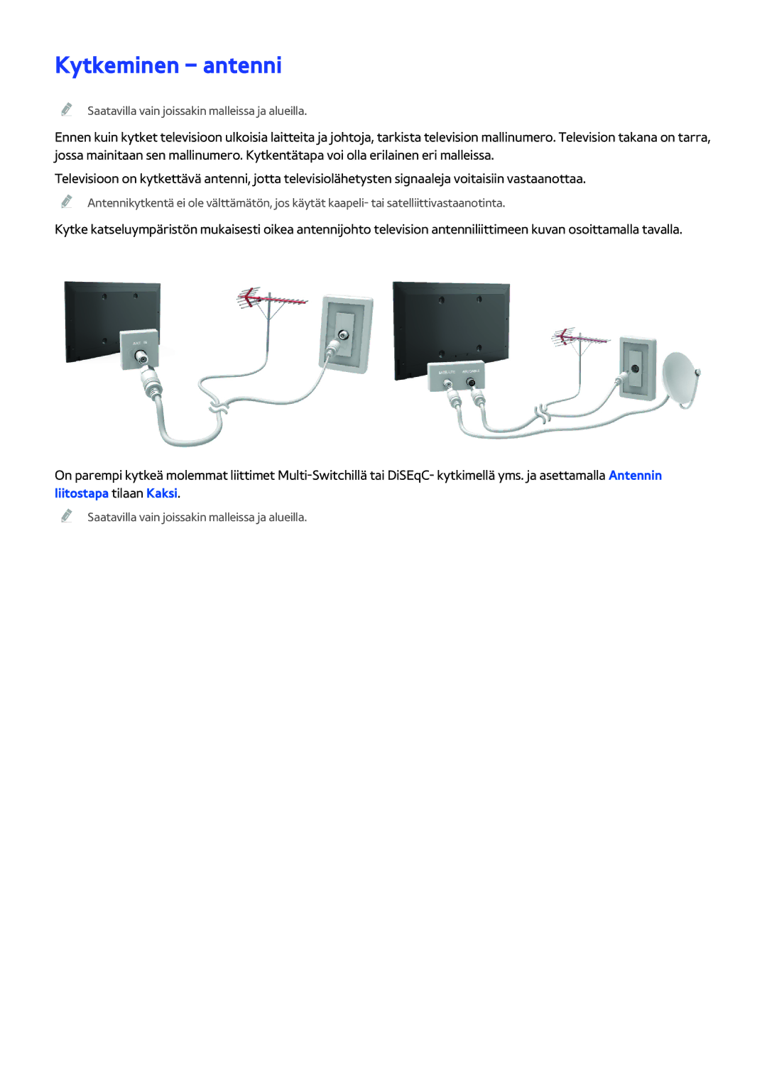 Samsung UE58J5205AKXXE, UE40H6204AKXXE, UE40H5204AKXXE, UE40H5304AKXXE, UE46H5304AKXXE, UE32H5304AKXXE manual Kytkeminen antenni 