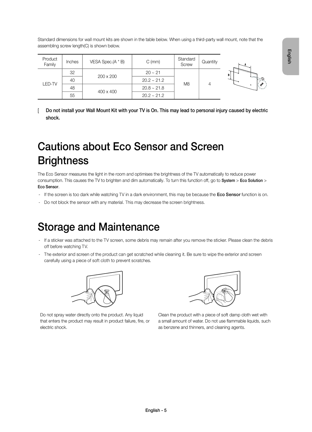 Samsung UE55H6410SDXZT, UE40H6410SDXZT, UE48H6410SDXZT manual Brightness, Storage and Maintenance, 20.2, 20.8 