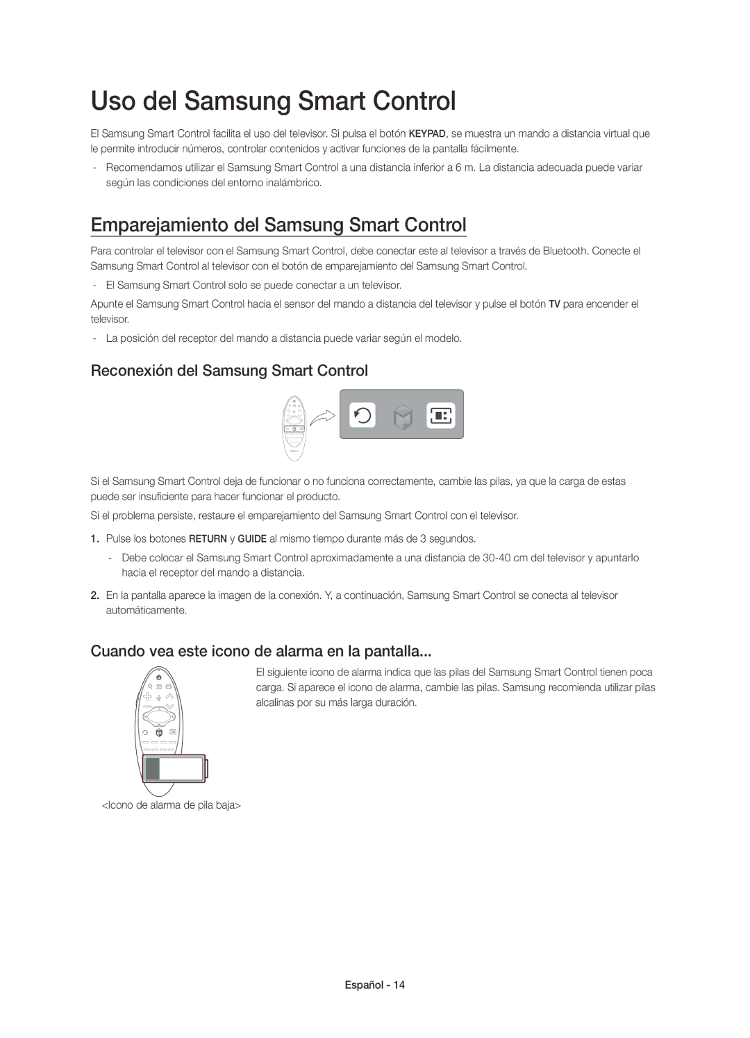 Samsung UE55H6410SSXXC, UE40H6410SSXXC manual Uso del Samsung Smart Control, Emparejamiento del Samsung Smart Control 