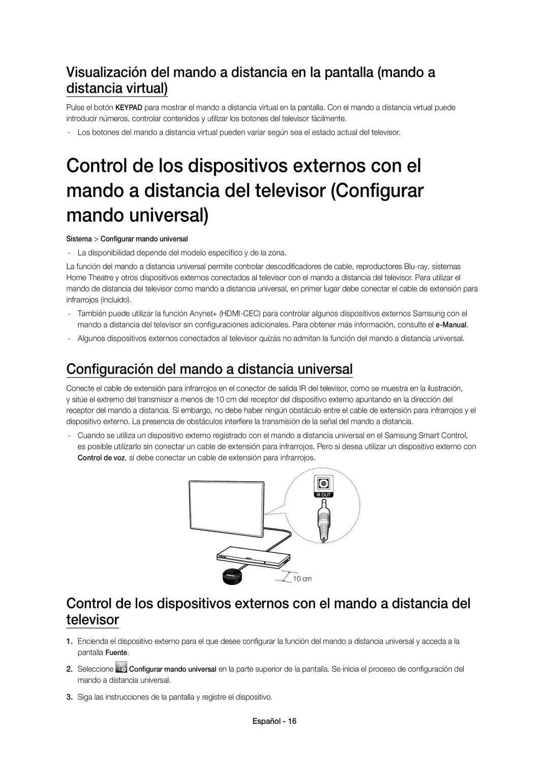 Samsung UE40H6410SSXXC, UE32H6410SSXXC, UE55H6410SSXXC, UE48H6410SSXXC manual Configuración del mando a distancia universal 