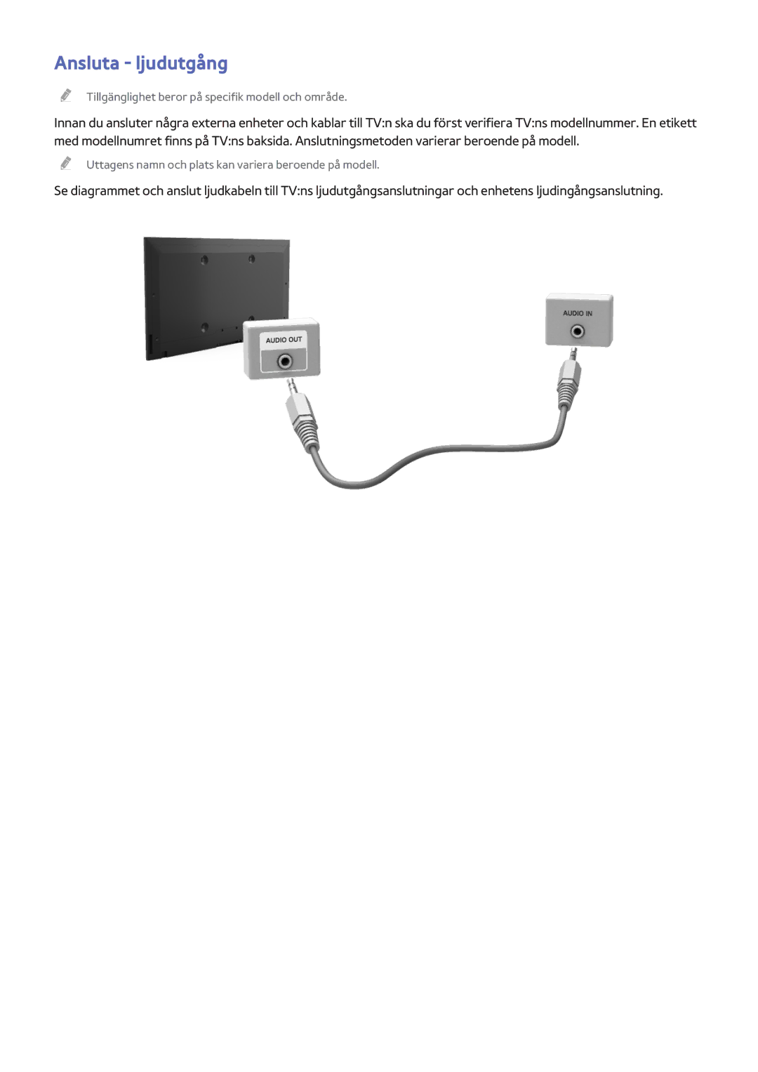 Samsung UE32H5505AKXXE, UE40H6505STXXE, UE32H6275SUXXE, UE50H6275SUXXE, UE48H6675STXXE, UE40H6475SUXXE manual Ansluta ljudutgång 