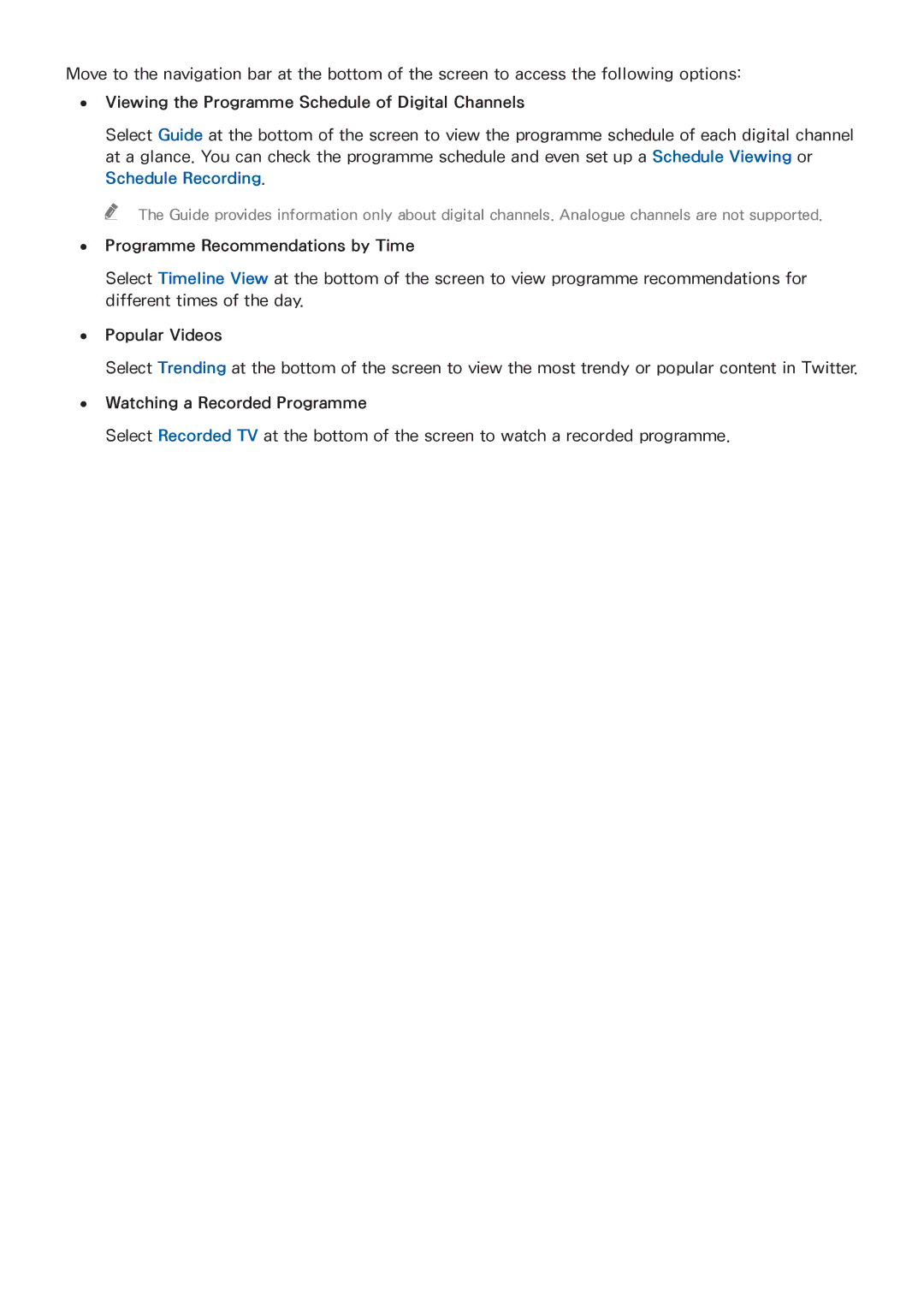 Samsung UE55H7005SQXXE manual Viewing the Programme Schedule of Digital Channels, Programme Recommendations by Time 