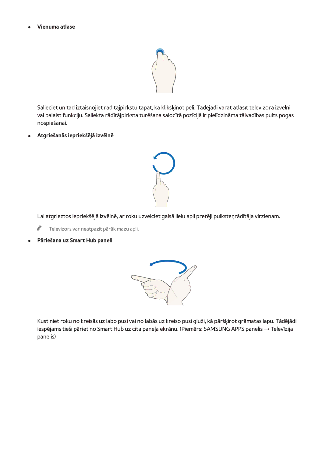 Samsung UE40H6690SVXZG manual Atgriešanās iepriekšējā izvēlnē, Pāriešana uz Smart Hub paneli 