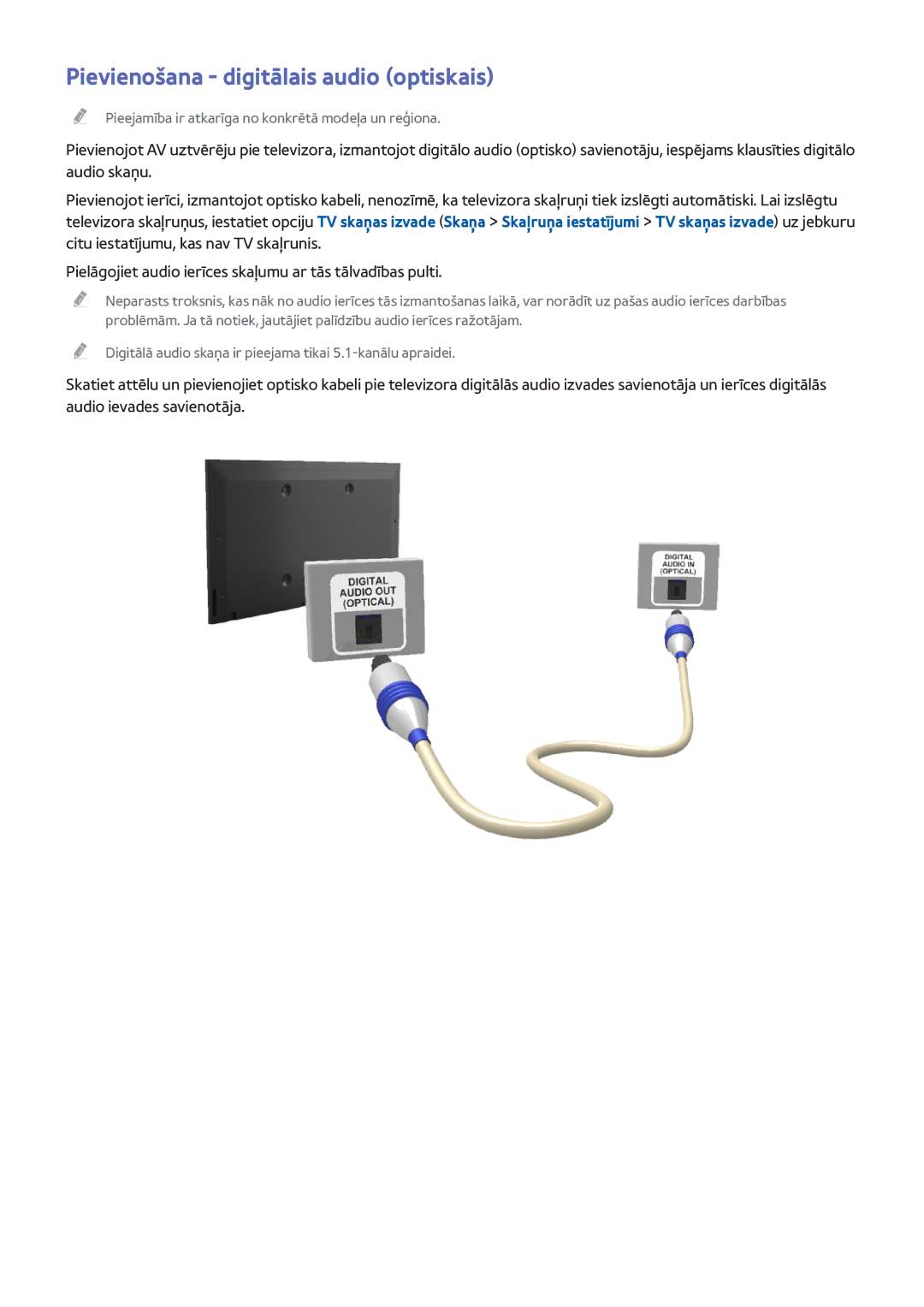 Samsung UE40H6690SVXZG manual Pievienošana digitālais audio optiskais 