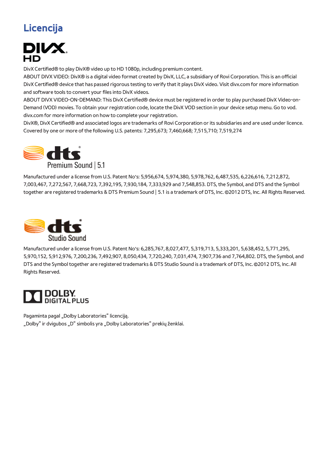 Samsung UE40H6690SVXZG manual Licencija 