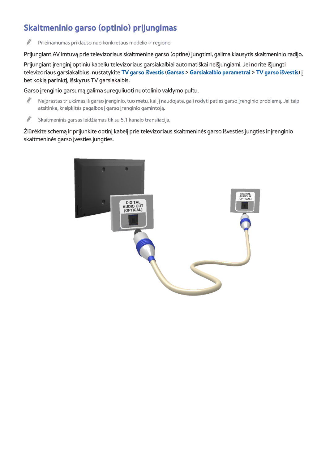 Samsung UE40H6690SVXZG manual Skaitmeninio garso optinio prijungimas 